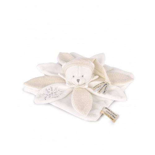 Non Communiqué Blanc Doudou Plat Pétales Ours - 25 Cm - Collection Anniversaire