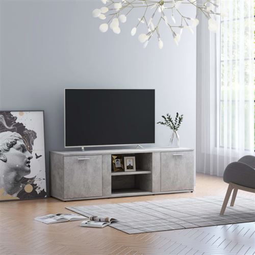 vidaXL Meuble TV Gris béton 120x34x37 cm Aggloméré
