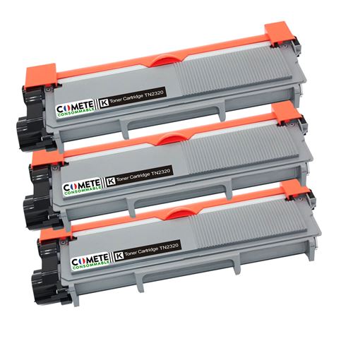 COMETE - TN2320 - 3 Toners Compatibles avec Brother - Noir - Marque française