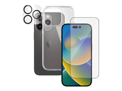 PanzerGlass - Protection Pack - coque de protection pour téléphone portable - polyuréthane thermoplastique (TPU) 100 % recyclé, polycarbonate, polyméthacrylate de méthyle (PMMA) - pour Apple iPhone 14 Pro
