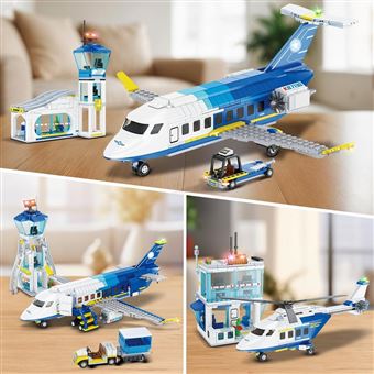 HOGOKIDS City Port avec grue de conteneur - Jouet de construction - Bateau, train, camion, 4 conteneurs avec blocs de construction de port de fret - Jouet technique pour adultes, adolescents, enfants