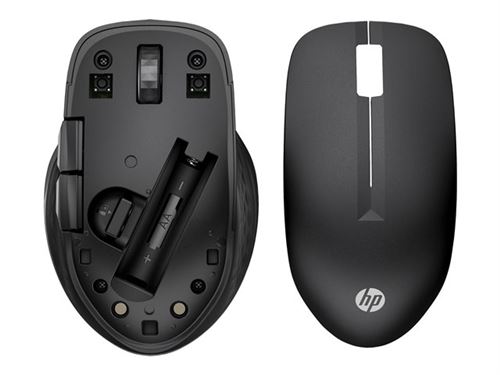 HP 430 - Souris - multi-dispositifs - ergonomique - droitiers et gauchers - 5 boutons - sans fil - 2.4 GHz, Bluetooth 5.0 - récepteur sans fil USB - noir de jais - pour HP 21, 22, 24, 27; Pavilion 24, 27, 32, TP01; Pavilion Laptop 15; Portable 14, 15, 17