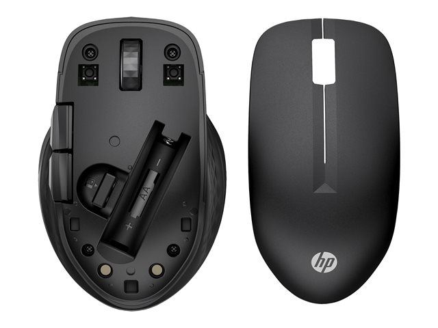 HP 430 - Souris - multi-dispositifs - ergonomique - droitiers et gauchers - 5 boutons - sans fil - 2.4 GHz, Bluetooth 5.0 - récepteur sans fil USB - noir de jais - pour HP 21, 22, 24, 27; Pavilion 24, 27, 32, TP01; Pavilion Laptop 15; Portable 14, 15, 17