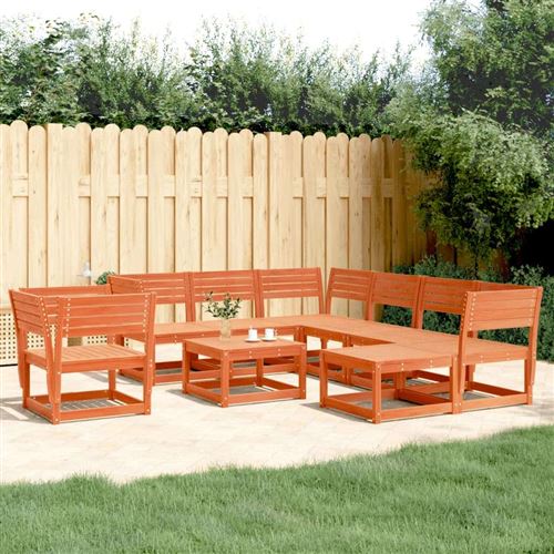 Vidaxl Salon De Jardin 8 Pcs Cire Marron Bois De Pin Massif