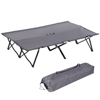 Lit De Camp Pliable En Acier Avec Matelas - Charge 150kg, Tissu Oxford 600D - Dimensions 190x71x36 Cm