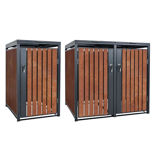 ML-Design Box pour 3 Poubelles, 240L, 200x80x116,3 cm, en Acier/Acier Corten,
