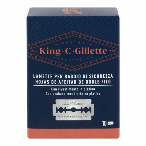Gillette King C.  hojas de afeitar de doble filo barba, para hombre, 10 Uds