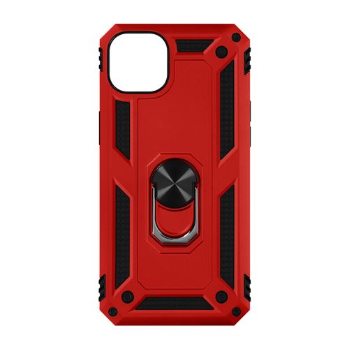 Coque pour iPhone 14 Antichoc Bi-matière Bague Support Vidéo Avizar rouge