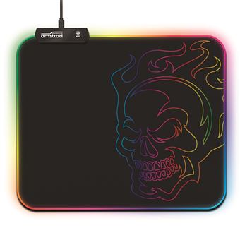 Amstrad AMS-RGB-MOUSEPAD Tapis de souris gamer RGB avec design tête de mort - 12 mode lumineux - 25 x 30 cm - 1