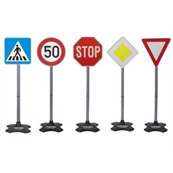 Set 5 panneaux de signalisation 81 cm - securite routiere  cycliste - jouet plein air  jardin - set jeu educatif pedagogique + carte - 1