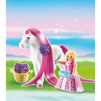 Playmobil-Prince-6166-Princee-Rose-avec-cheval-a-coiffer