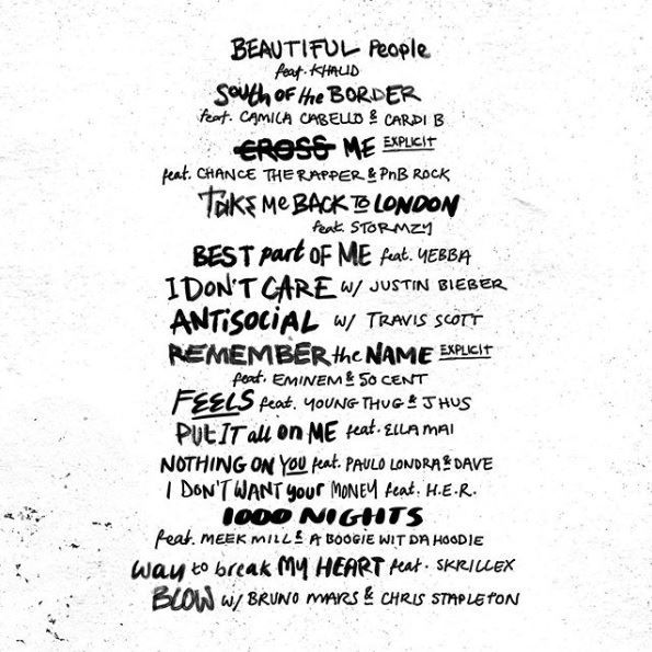 Tracklist Ed Sheeran