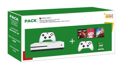 Pack-Fnac-Xbox-One-S-NBA-2K20-Fifa-20-Forza-Horizon-4-2eme-manette-3-mois-d-abonnement-Xbox-Live-Gold