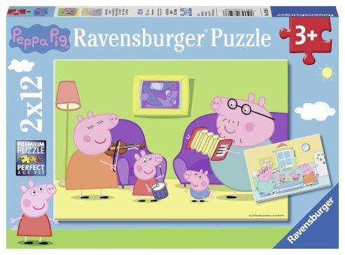 Puzzles-2-x-12-pieces-Ravensburger-A-la-maison-Peppa-Pig
