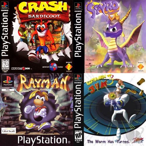 Rayman-mascottesPlaystation-CrashBandicoot-SpyroTheDragon-EarthwormJim
