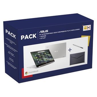 Pack-ChromeBook-Asus-C436FA-E19999-14-Ecran-tactile-Intel-Core-i5-8-Go-RAM-512-Go-D-Argent-Houe-de-protection-Stylet
