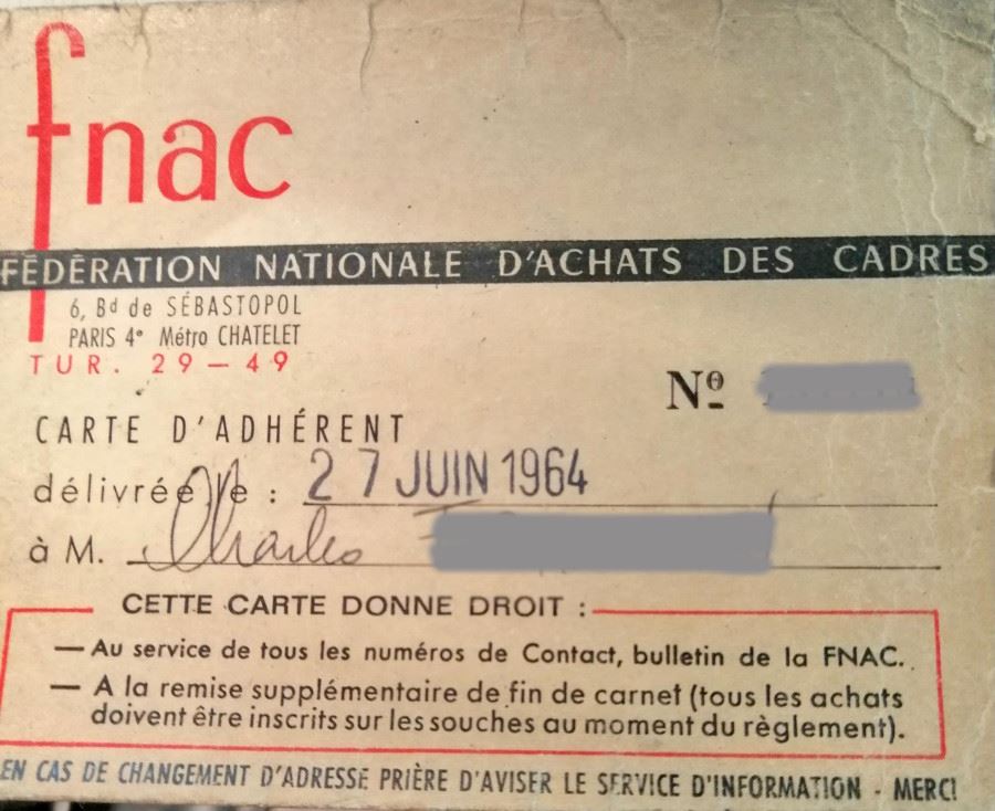 Carte adhérent ancienne