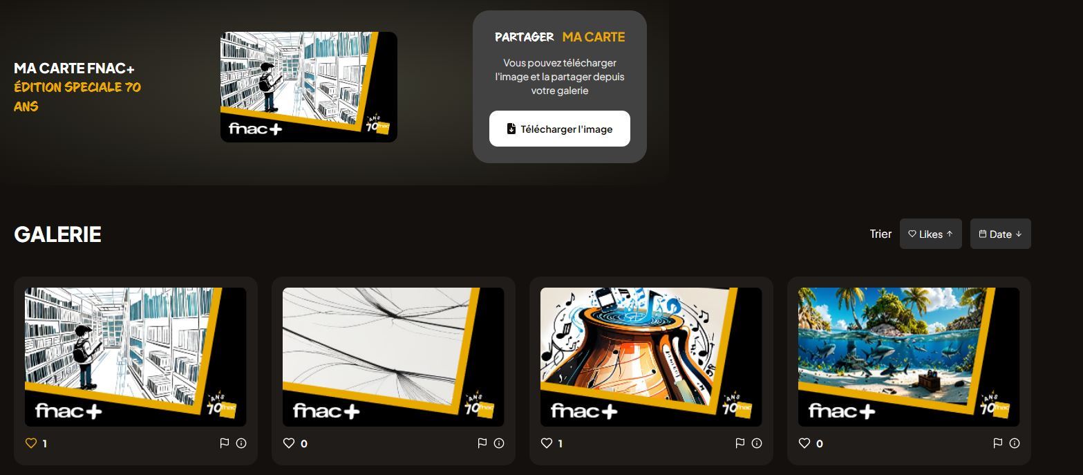 Ma carte Fnac+ édition 70 ans dans la Galerie