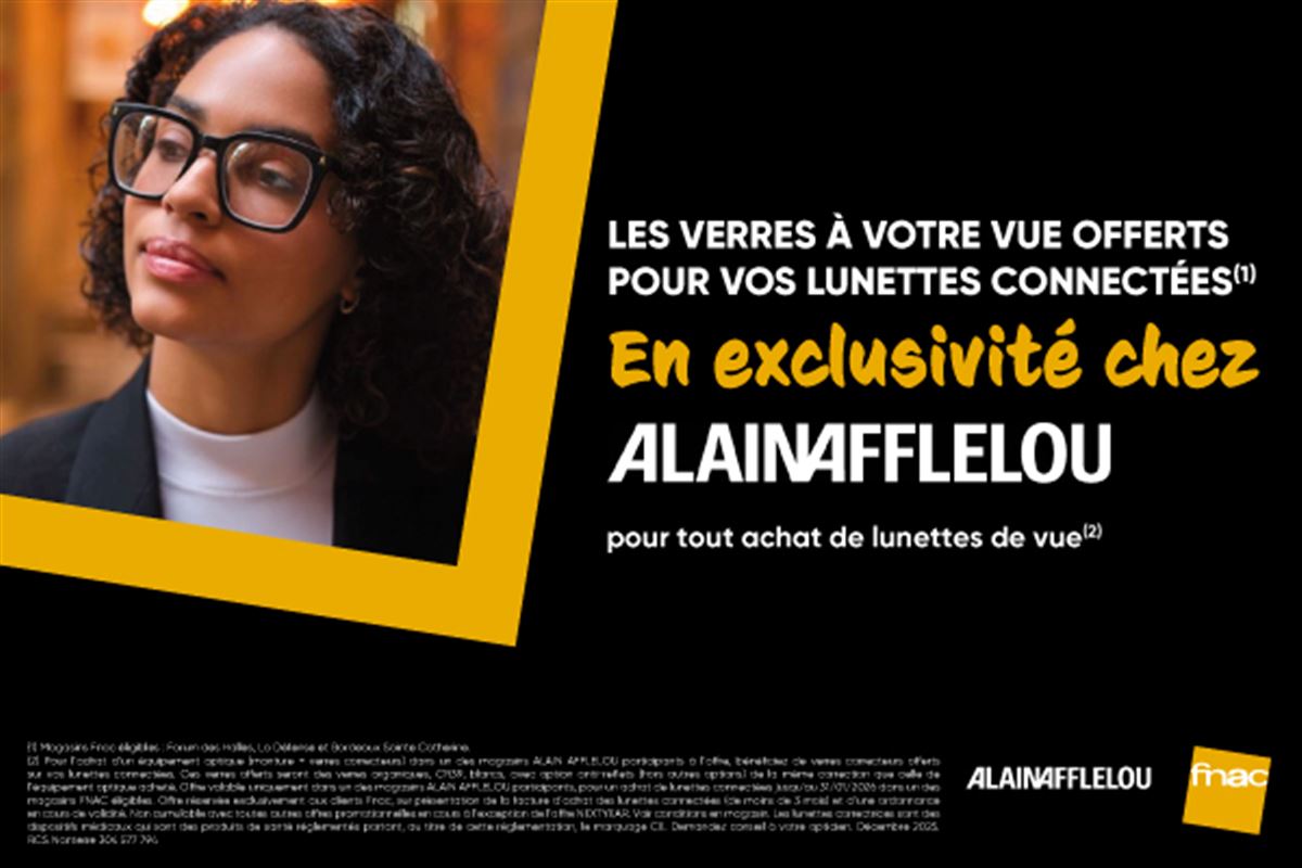 ALAIN AFFLELOU vous offre les verres à votre vue de vos lunettes connectées !