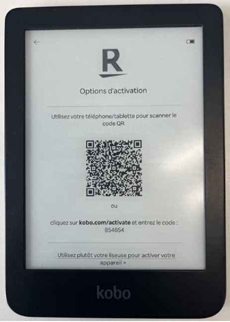 QR Code d'activation Kobo