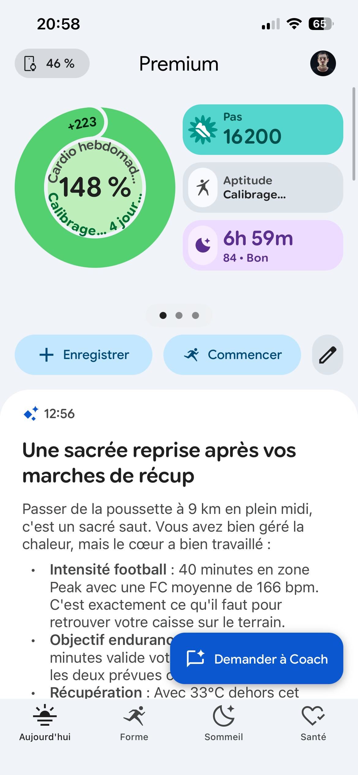 Appli Fitbit Air bilan performances