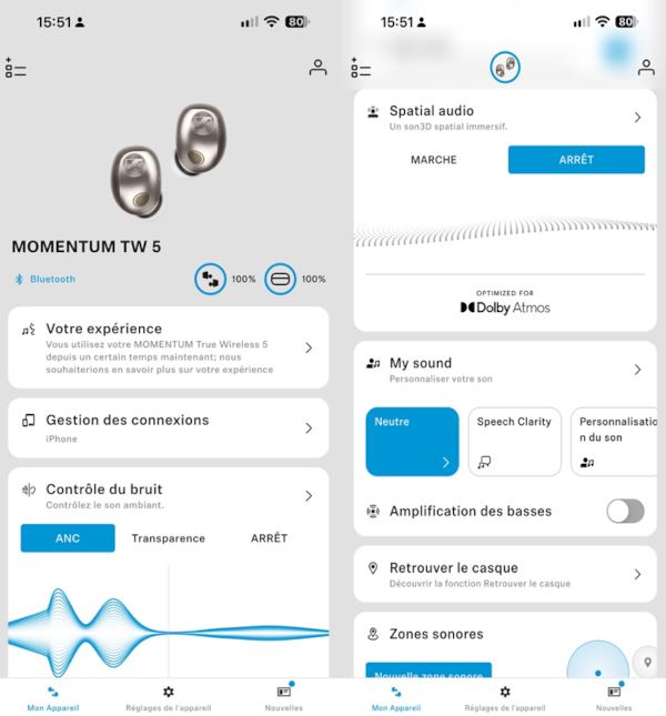 Application Senheiser &eacute;couteurs TW 5