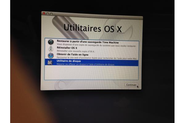 Utilitaire OS X disque