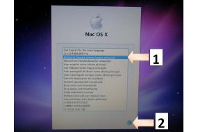 Ecran sélection de la langue dans Mac OS X