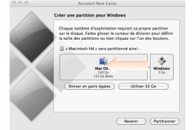 Ecran créez une partition windows sous Mac