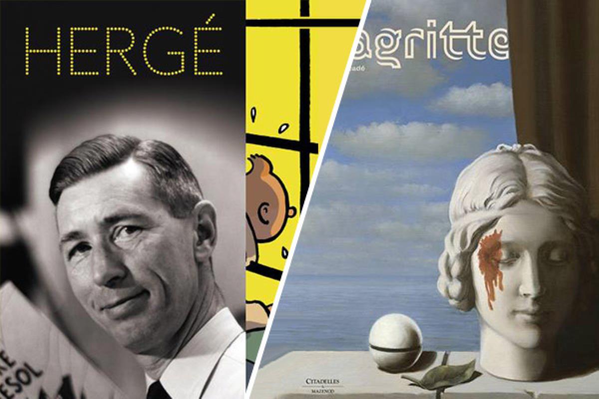 Les catalogues des expositions du moment : Hergé et Magritte