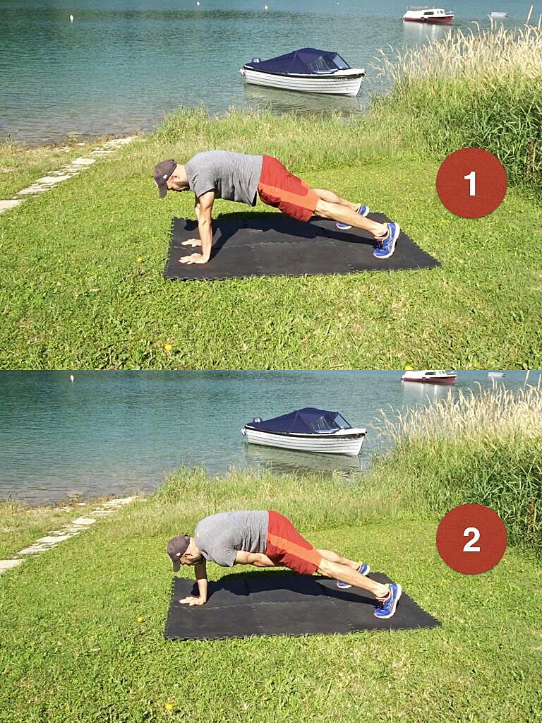 exercice cardio Planche + Touch ur knee