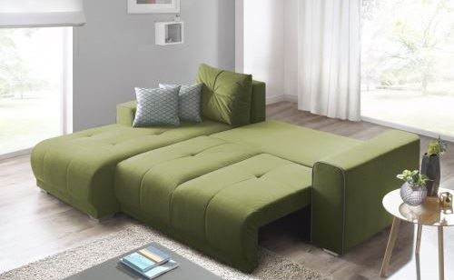 Canape-d-angle-convertible-LISBONA-gauche-2-pts-couins-deco-offerts-Trinity-toucher-velours-green
