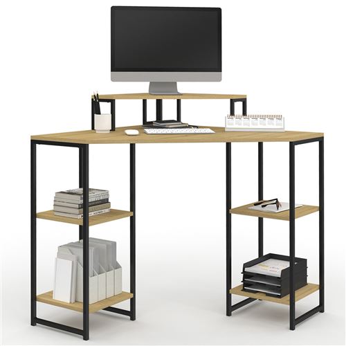 Non Communiqué Bois Bureau D'angle Detroit Gain De Place Bureau Informatique Avec Rangements