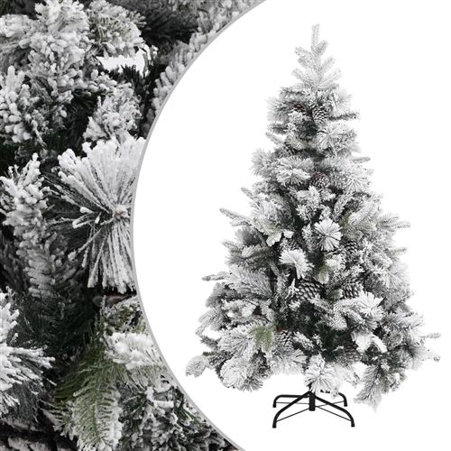 VidaXL Sapin de Noël à flocons de neige et pommes de pin 150 cm PVC/PE