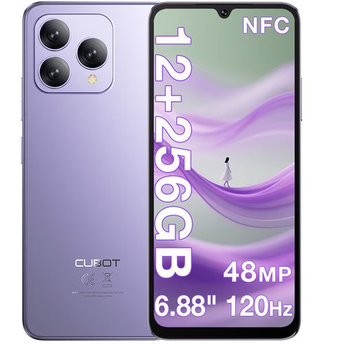 Smartphone Cubot A40 Purple : 6.88 HD+,4Go+256Go+1To, 5100mAh, Android 15, Dual SIM 4G,Téléphone Portable-213g