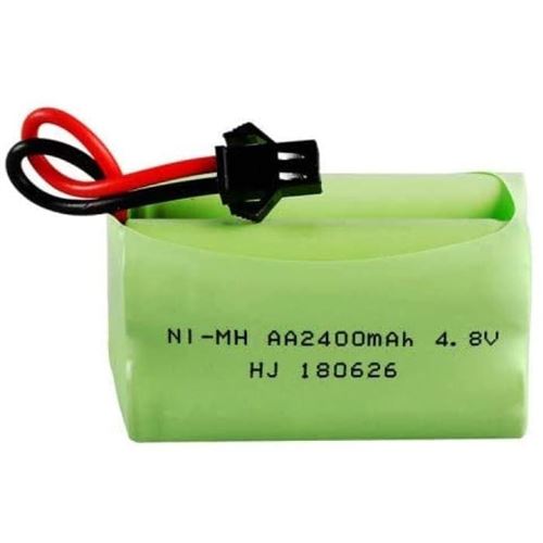Batterie Ni-MH 4,8V AA 2400mAh Haute Capacité Connecteur SM 2P Compatible HY800 F1 F3 RC Boat, RC Bus Inclut Câble Charge USB, Vert