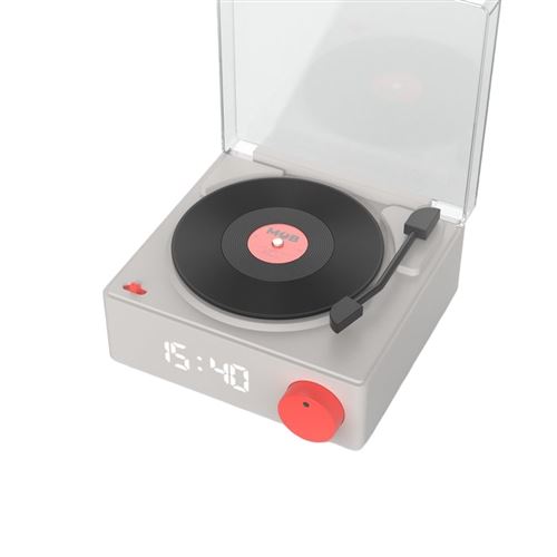 Non Communiqué Gris Enceinte Bluetooth Vs-80 Rétro Look Platine Vinyle 5W Avec Réveil Mobility On Board