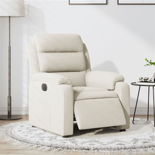 Non Communiqué Crème Fauteuil Inclinable Électrique Velours