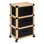 FIVE Simply Smart - Tour de Rangement 3 Tiroirs "Cardy" 46cm Naturel & Noir