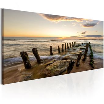 Tableau Imprimé "Wooden Breakwaters" 50 x 150 cm - 1