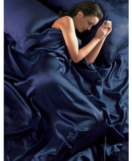 bleu marin satin grande taille housse de couette, drap housse et 4 taies d'oreiller Ensemble de literie