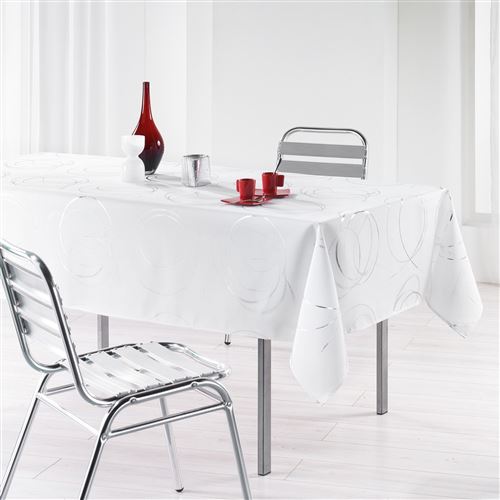 Nappe en polyester Argent Bully blanc 150 x 240 cm