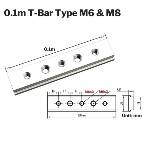 Alliage d'aluminium T-Bar Carpenter Manual Router Table Curseur en T 100 mm + filetage