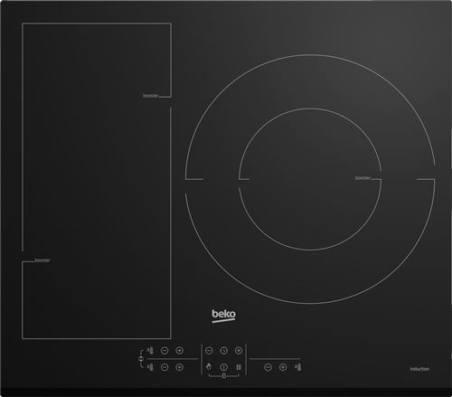 Beko Hii63201Fmtb - Table De Cuisson à Induction - 3 Plaques De Cuisson - Niche - Largeur : 56 Cm - Profondeur : 49 Cm - avec Avant Biseauté, - avec Bord Biseauté - Noir