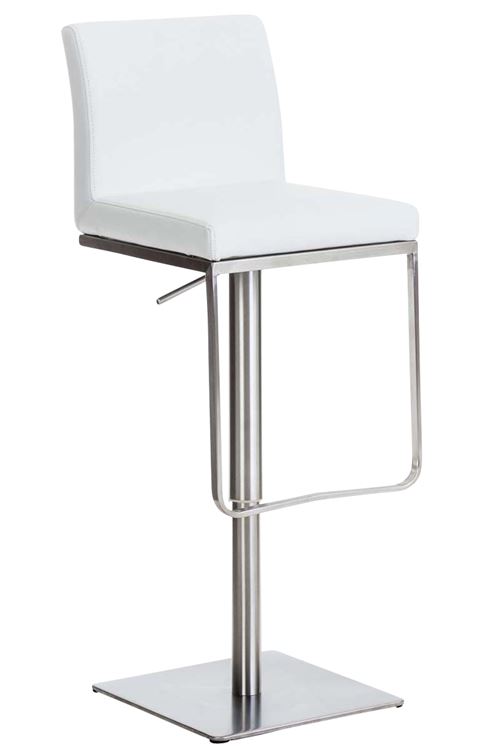 CLP Tabouret de bar Panama en similicuir avec pied en métal , Blanc /Acier inoxydable
