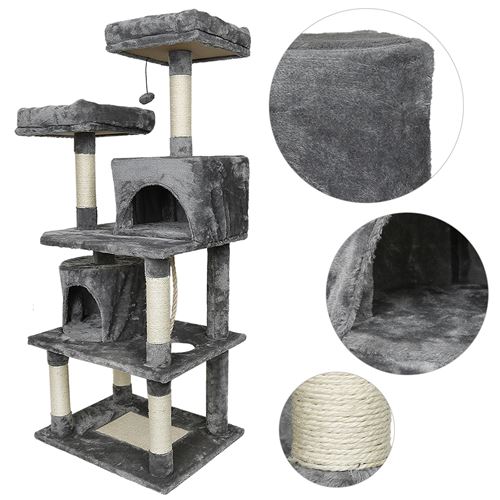 Comparer les prix de Arbre à chats JEOBEST® multi équipements avec griffoirs grattoirs et plateformes -Gris
