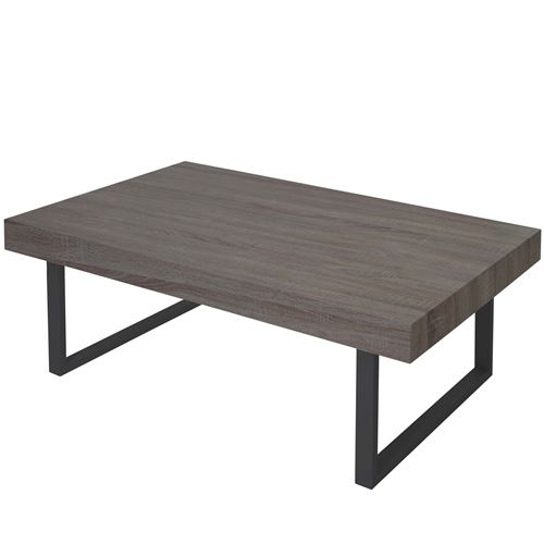 Table basse de salon Kos T576, FSC 40x110x60cm chêne foncé, pieds métalliques