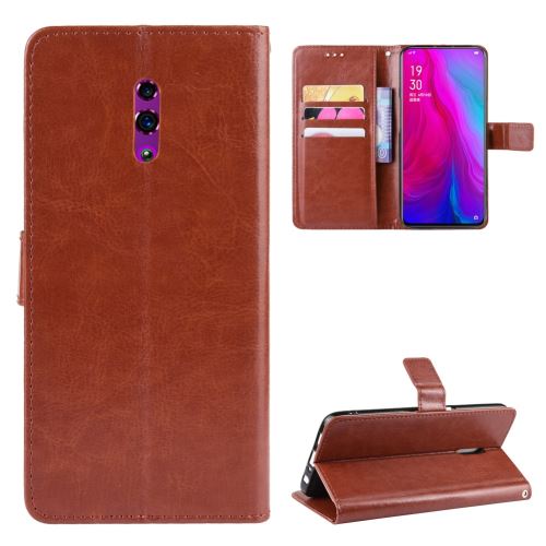 Etui en PU peau de cheval fou magnétique marron pour votre Oppo Reno