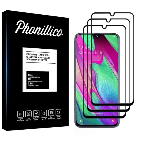Verre Trempe pour Samsung Galaxy A40 [Pack 3] Film Transparent Bord Noir Vitre Protection Ecran Phonillico®