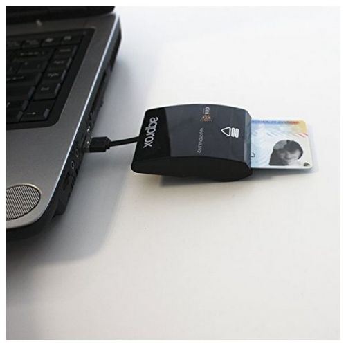 approx! Lecteur de carte d'identité app CRDNILBv2 Rallonge +Smart Card Noir